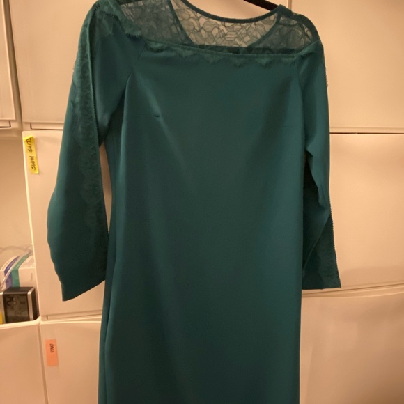 Deep green lace-detailed midi dress by Reiss - Picture 2 of 6